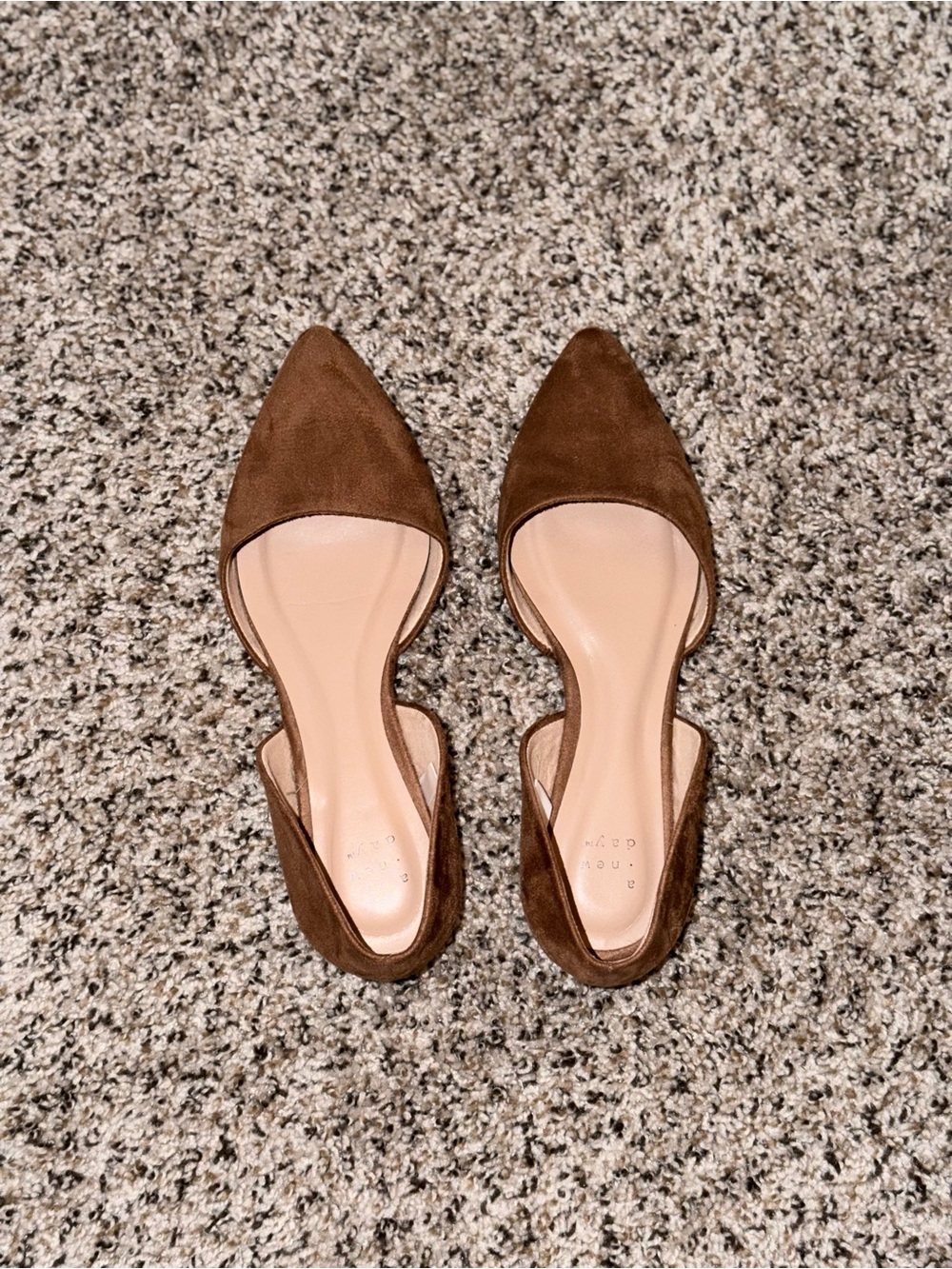 a new day Brown Suede Pointed D'Orsay Flats